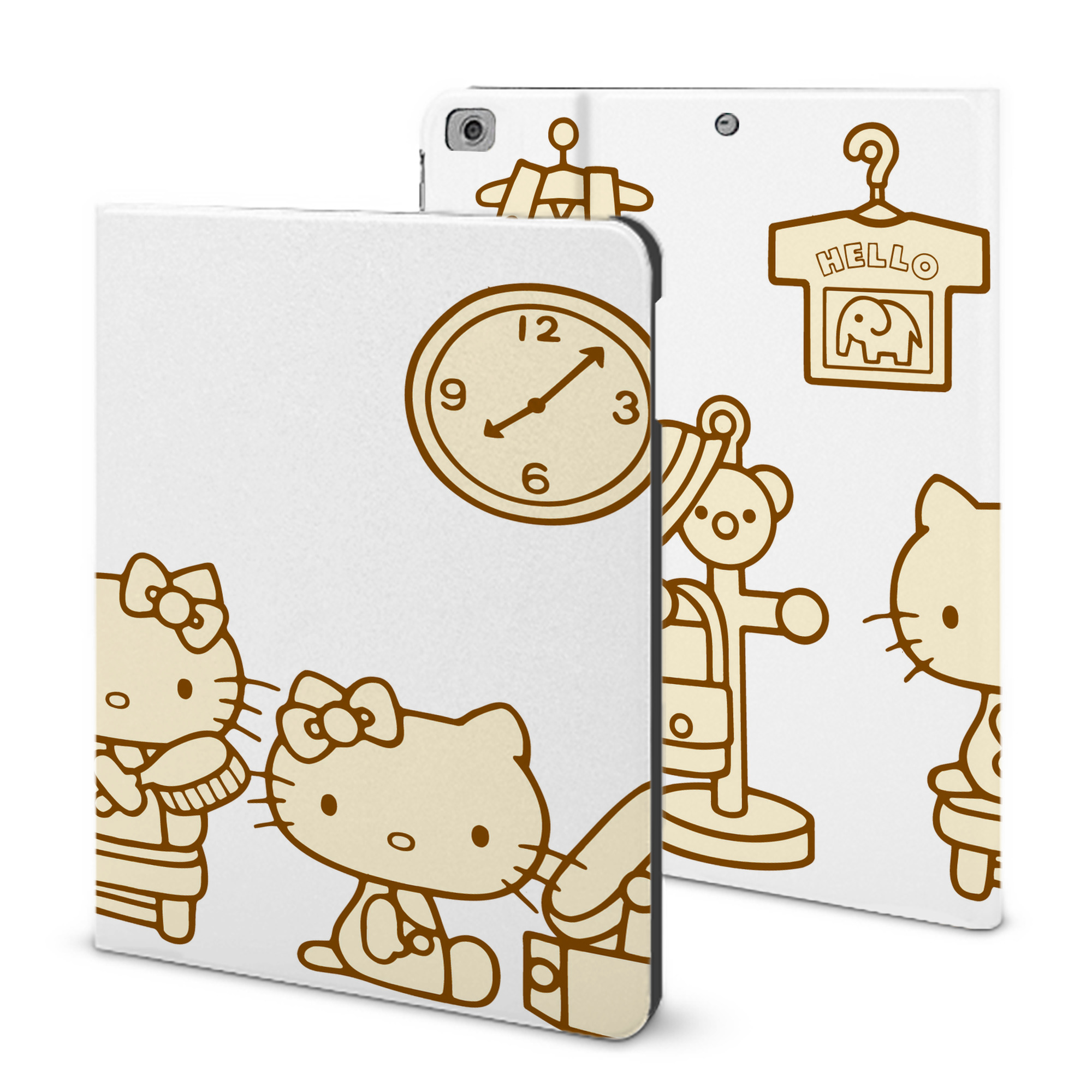 （画像用） Hello Kitty ハローキティ IPad ケース ブック型 PUレザー TPU 耐衝撃 軽量 薄型 ペン収納なし 全面保護 IPad 各モデル対応